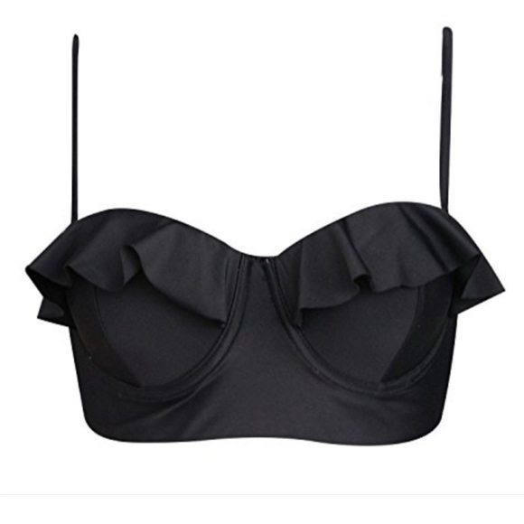 NWOT Black Ruffle Underwire Bikini Top – Size Large - Picture 1 of 8